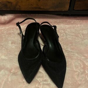 Zara Black Sparkle Slingback Heels